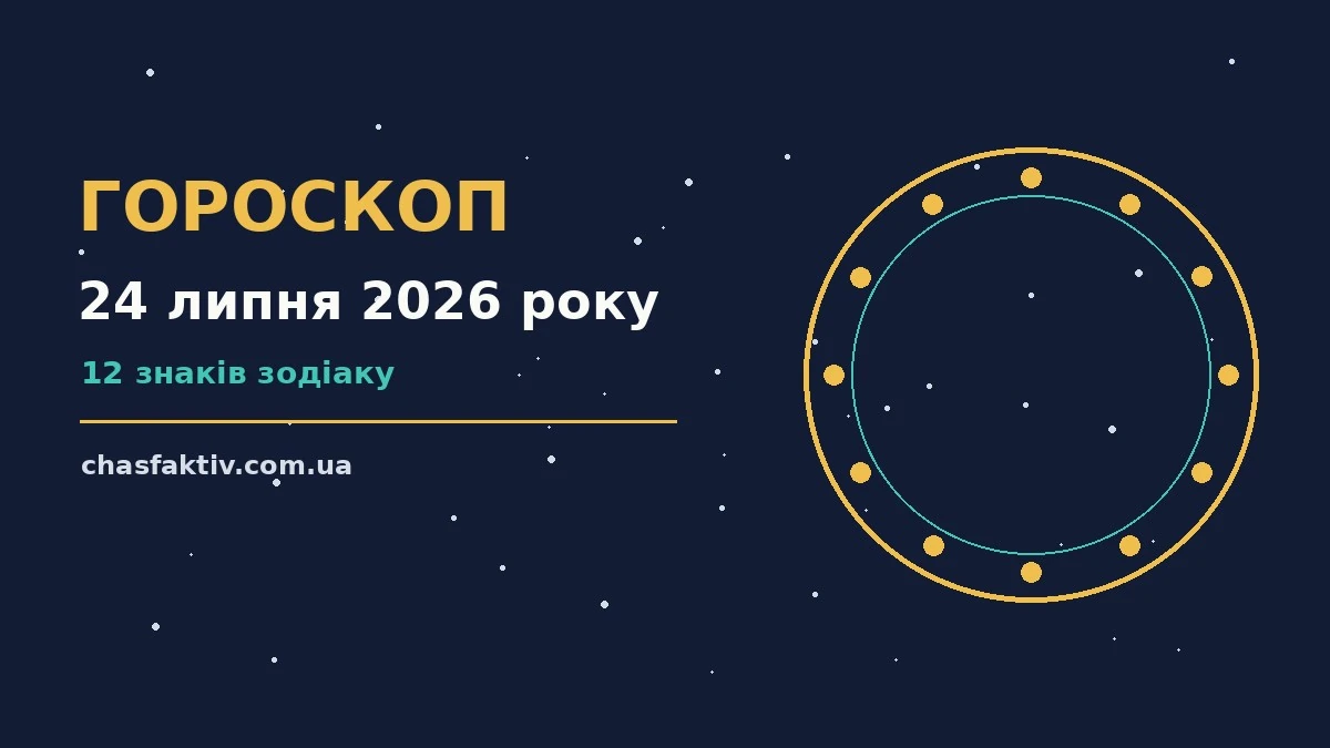 Зоряний гороскоп на 24 липня 2026 року, знаки Зодіаку на тлі вечірнього неба