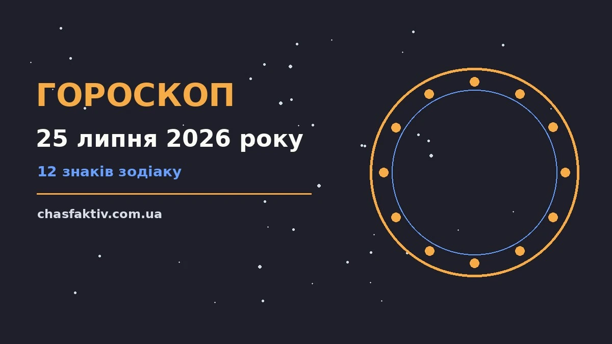 Космічна ілюстрація із сузір'ями на фоні ранкового неба для гороскопу на 25 липня 2026 року