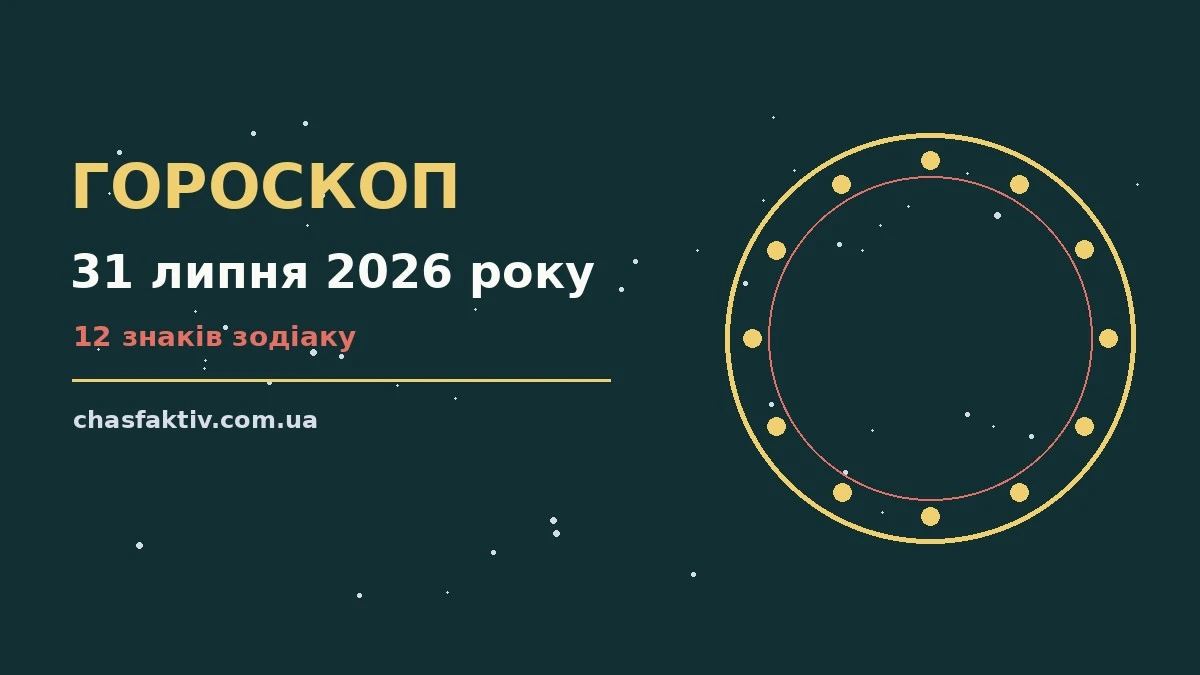 Кольоровий гороскоп на 31 липня 2026 року для дванадцяти знаків зодіаку