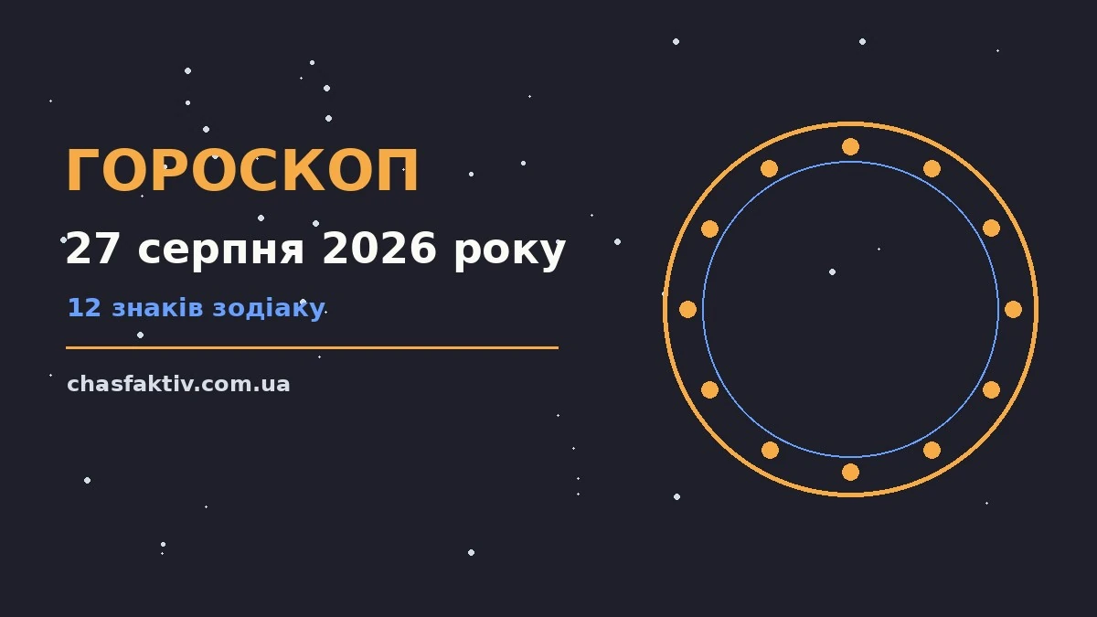 Щоденний гороскоп на 27 серпня 2026 року для дванадцяти знаків Зодіаку