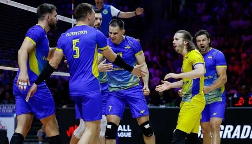 Гравці збірної України з волейболу під час стартового матчу ЧЄ-2026 проти Ізраїлю